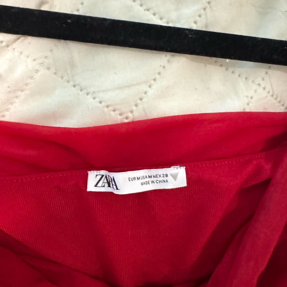 Zara Red Strapless Ruched Dress - Picture 2 of 3